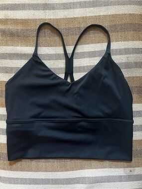 Black Longline Criss Cross Sports Bra Medium Impact | Size Medium Top Gym